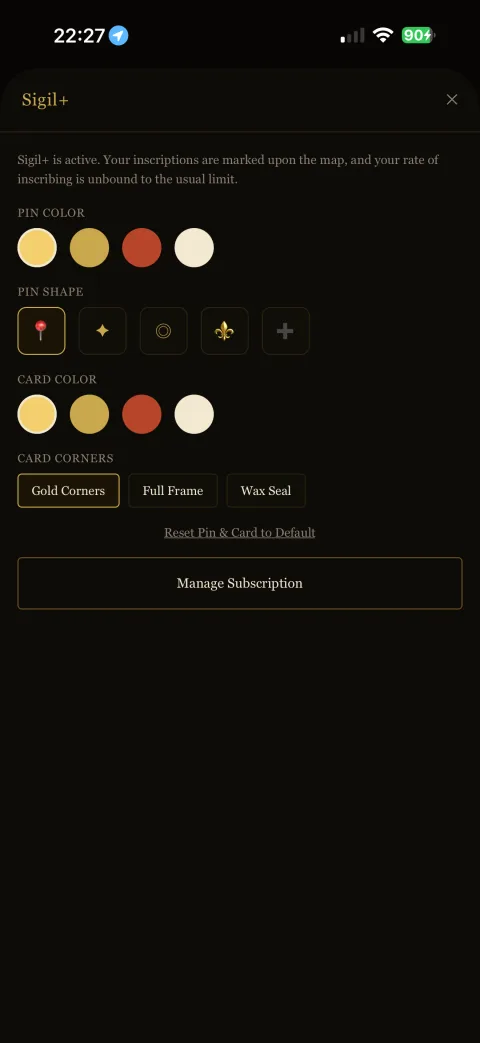 Sigil+ customization settings